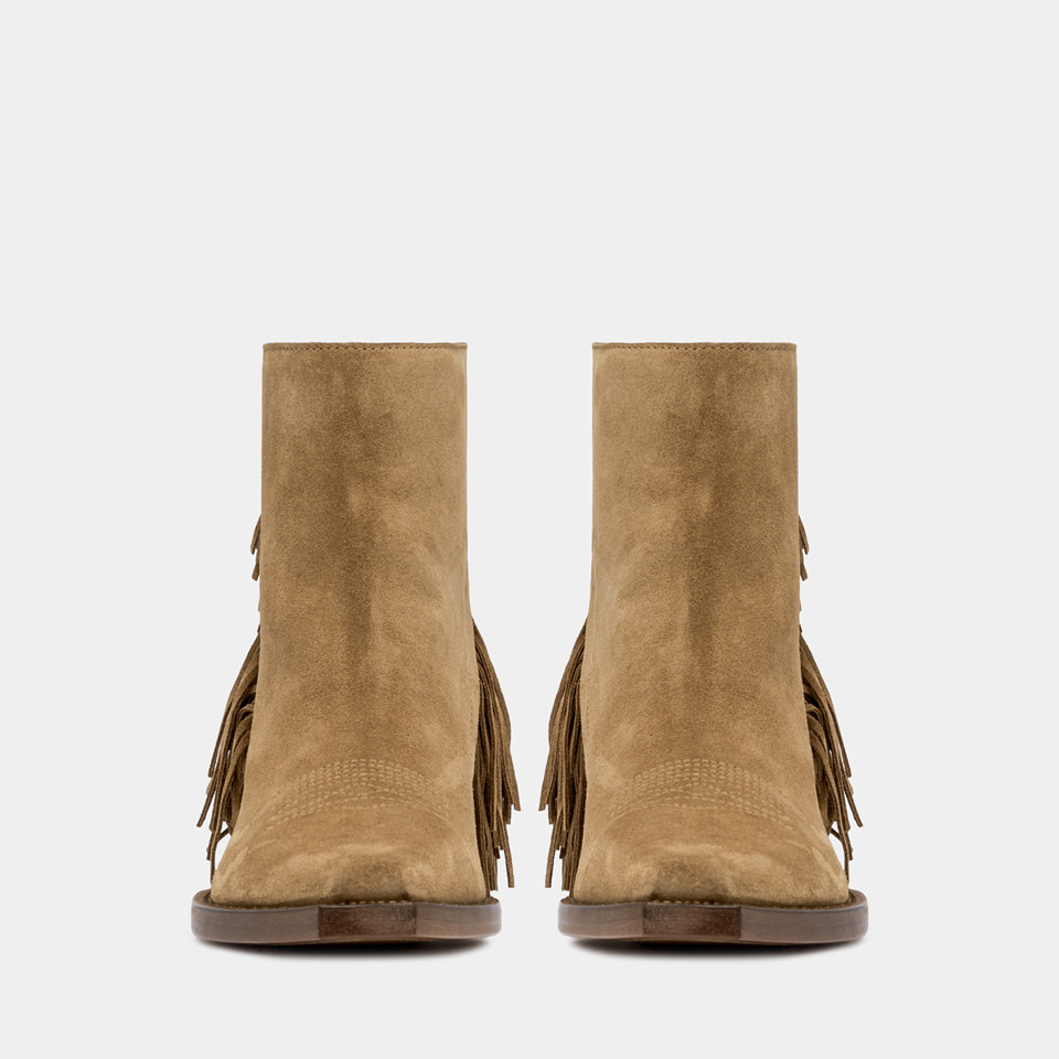 BUTTERO: ERIN ANKLE BOOTS IN COPPER BROWN SUEDE