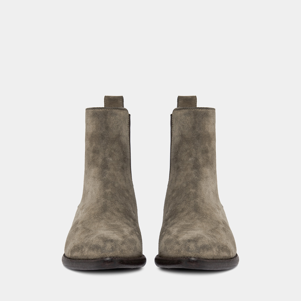 BUTTERO: FARGO ANKLE BOOTS IN LEAD GRAY SUEDE