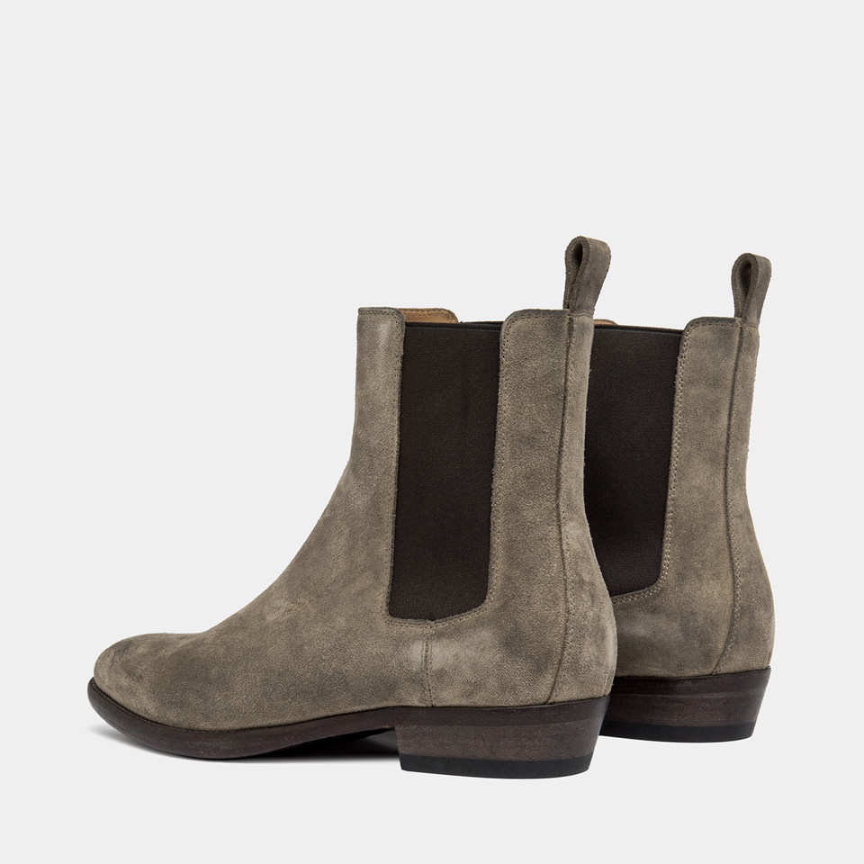 BUTTERO: FARGO ANKLE BOOTS IN LEAD GRAY SUEDE