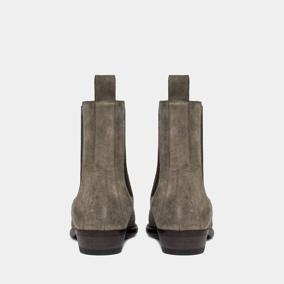 BUTTERO: FARGO ANKLE BOOTS IN LEAD GRAY SUEDE