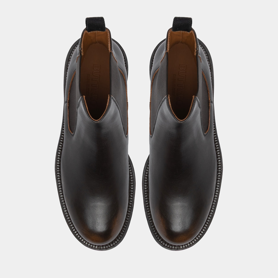 BUTTERO: FIORENTINA ANKLE BOOTS IN WALNUTS AGED LEATHER