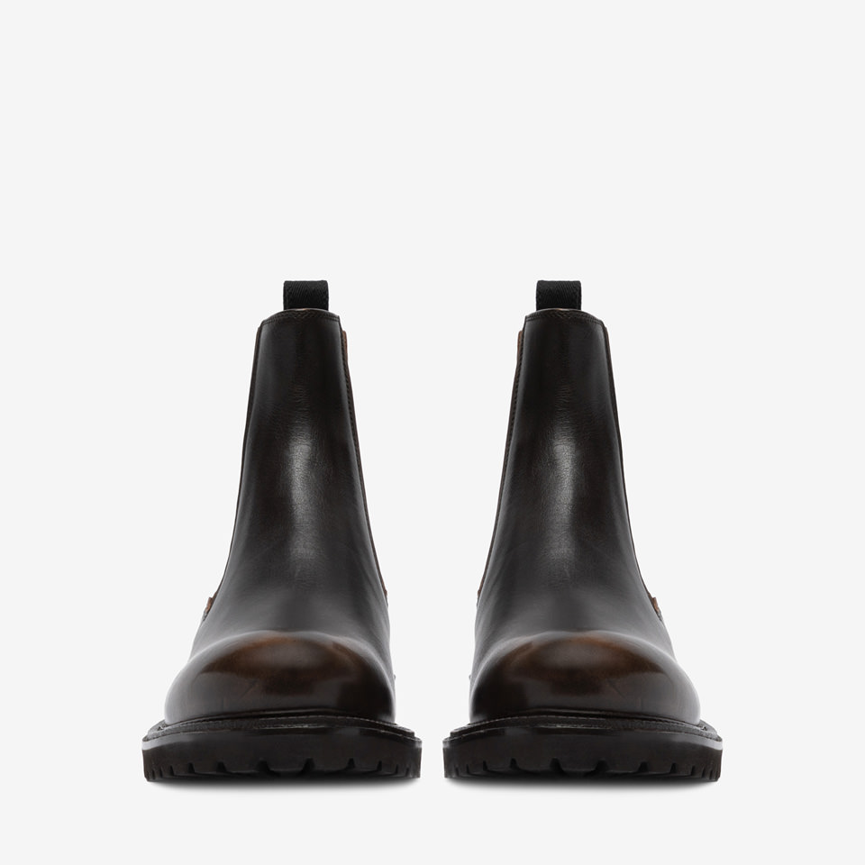 BUTTERO: FIORENTINA ANKLE BOOTS IN WALNUTS AGED LEATHER