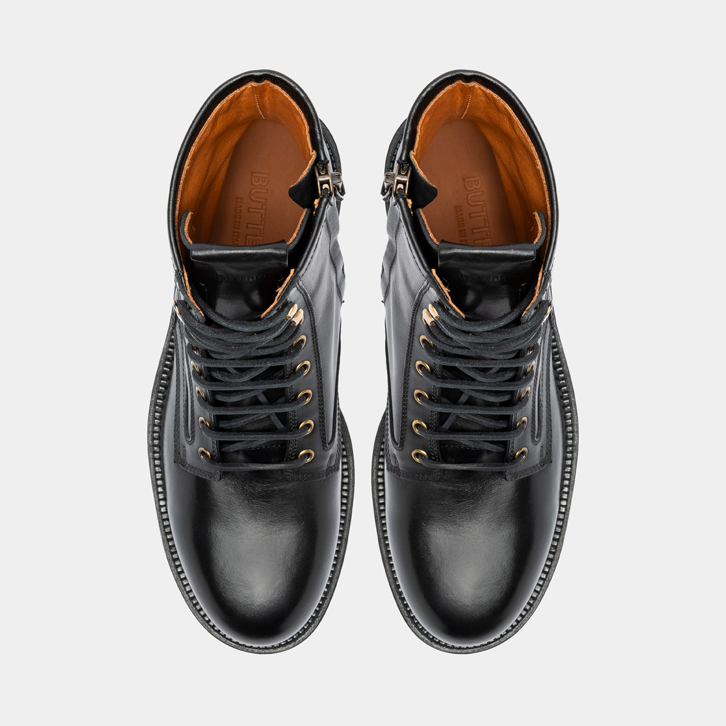 靴 BUTTERO Black Lace-Up Leather Boots BUTTERO FIORENTINA ANKLE BOOTS IN BLACK LEATHER B11710ETRU-UG1/01-NERO