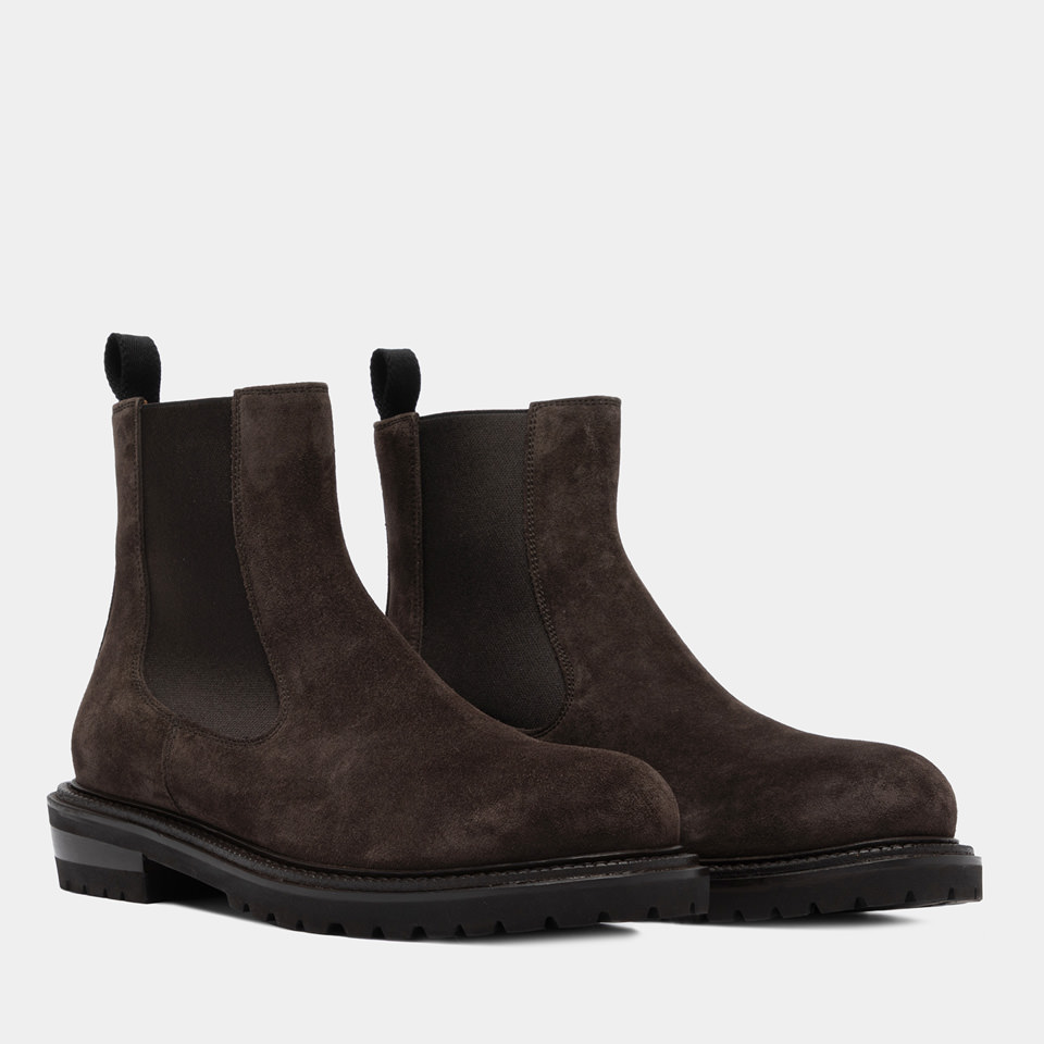 BUTTERO: FIORENTINA ANKLE BOOTS IN MOKA SUEDE