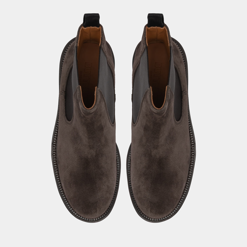 BUTTERO: FIORENTINA ANKLE BOOTS IN MOKA SUEDE