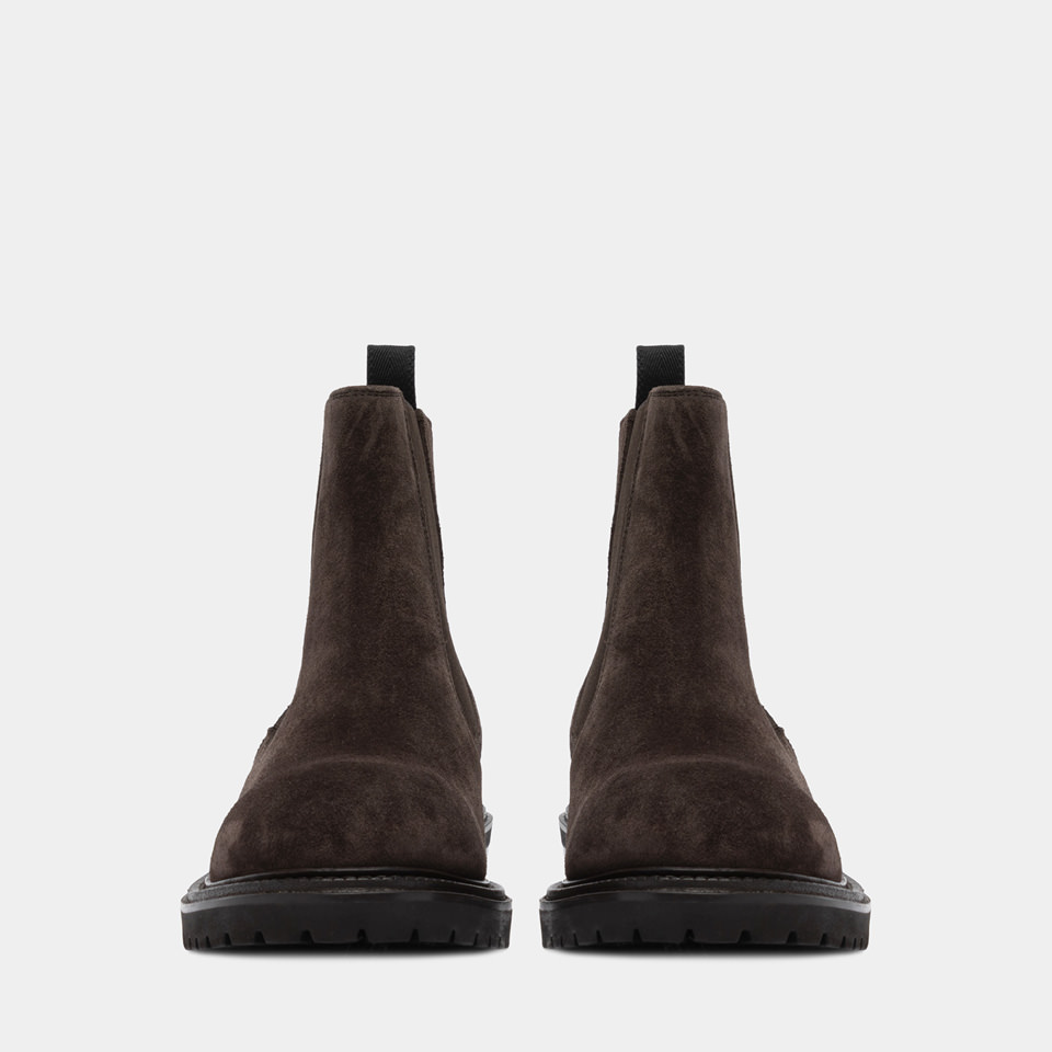 BUTTERO: FIORENTINA ANKLE BOOTS IN MOKA SUEDE