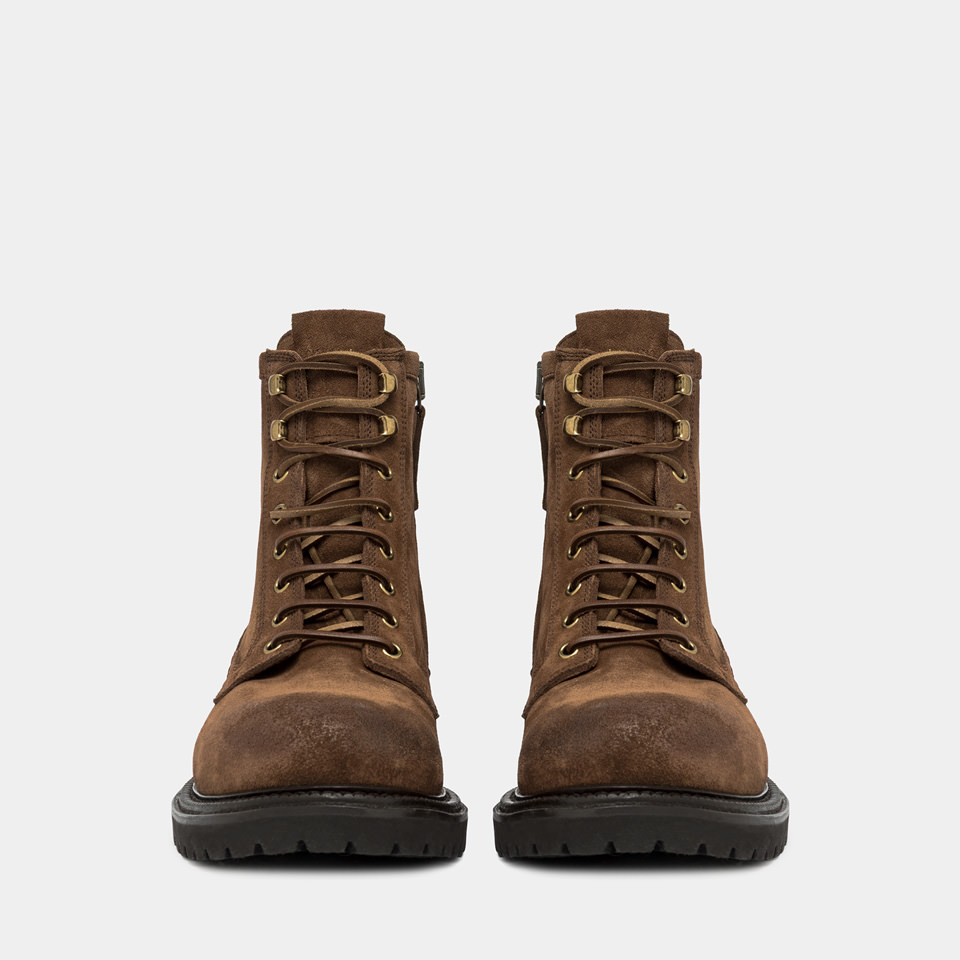 BUTTERO: FIORENTINA ANKLE BOOTS IN CIGAR BROWN SUEDE