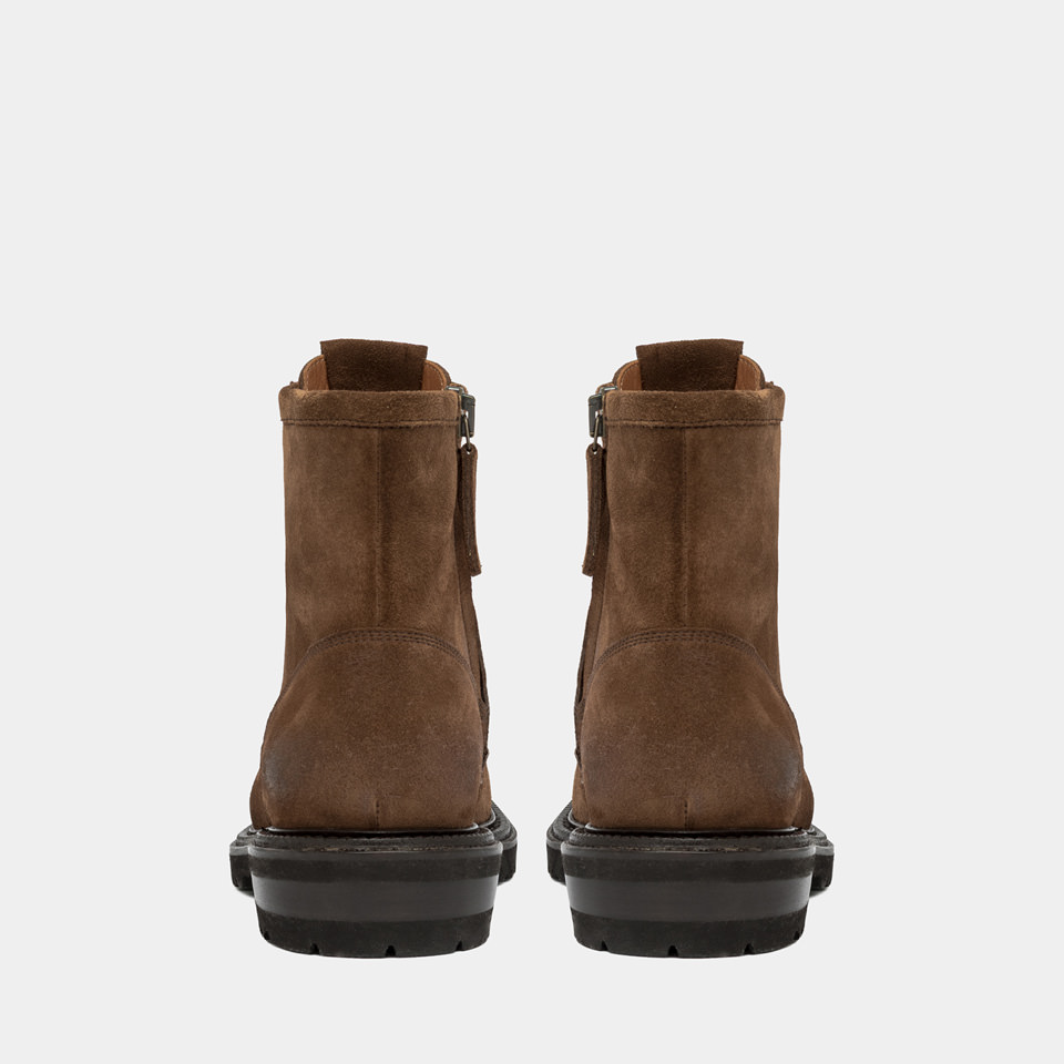 BUTTERO: FIORENTINA ANKLE BOOTS IN CIGAR BROWN SUEDE