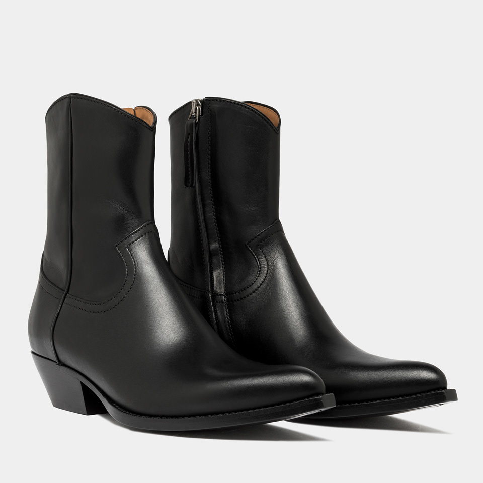 BUTTERO: FLEE BOOTIES IN BLACK LEATHER