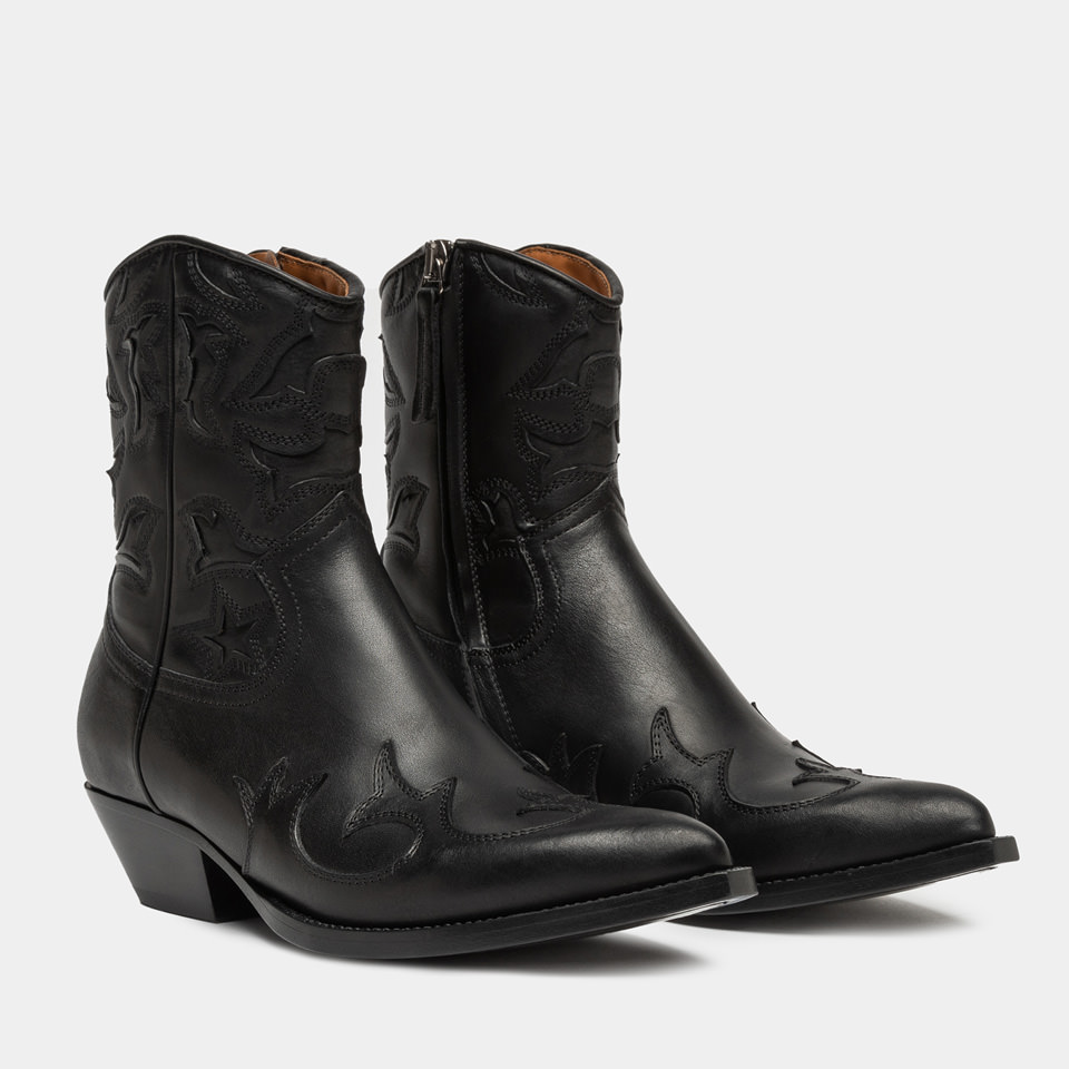BUTTERO: FLEE ANKLE BOOTS IN COPPER BLACK LEATHER