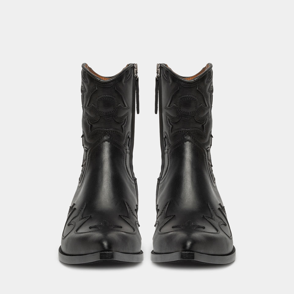 BUTTERO: FLEE ANKLE BOOTS IN COPPER BLACK LEATHER