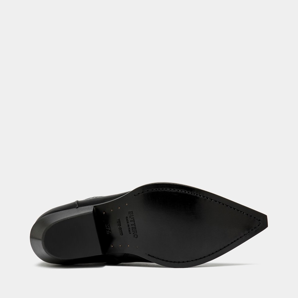 BUTTERO: BOTTINE FLEE EN CUIR NOIR 