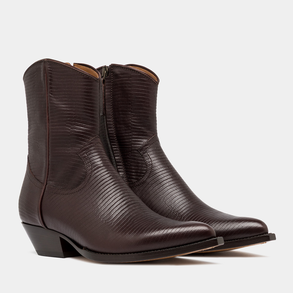 BUTTERO: BOTTINE FLEE EN CUIR IMPRIME LEZARD EBONY