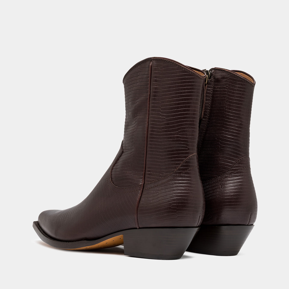 BUTTERO: BOTTINE FLEE EN CUIR IMPRIME LEZARD EBONY