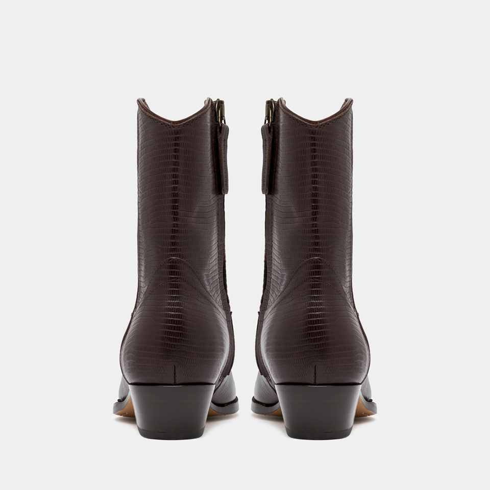 BUTTERO: BOTTINE FLEE EN CUIR IMPRIME LEZARD EBONY