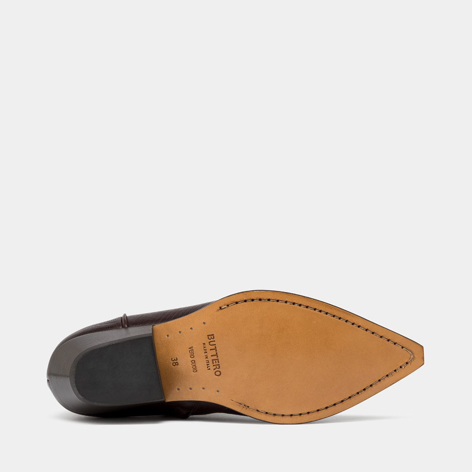BUTTERO: BOTTINE FLEE EN CUIR IMPRIME LEZARD EBONY