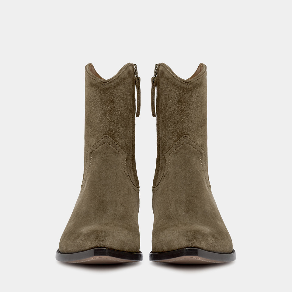 BUTTERO: FLEE ANKLE BOOTS IN FOREST COLOR SUEDE