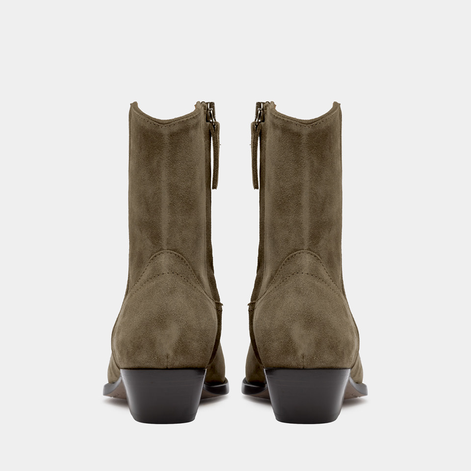 BUTTERO: FLEE ANKLE BOOTS IN FOREST COLOR SUEDE