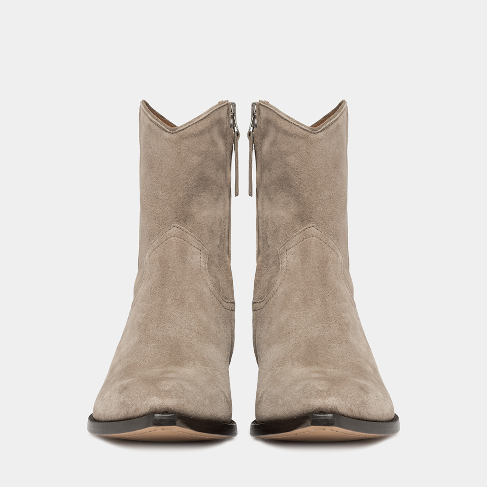 BUTTERO: FLEE BOOTIES IN COCONUT BROWN SUEDE