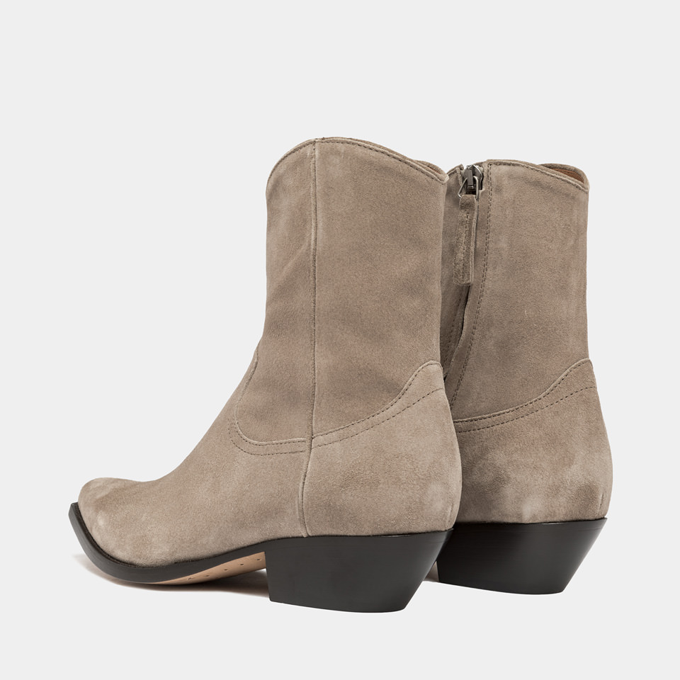 BUTTERO: FLEE BOOTIES IN COCONUT BROWN SUEDE