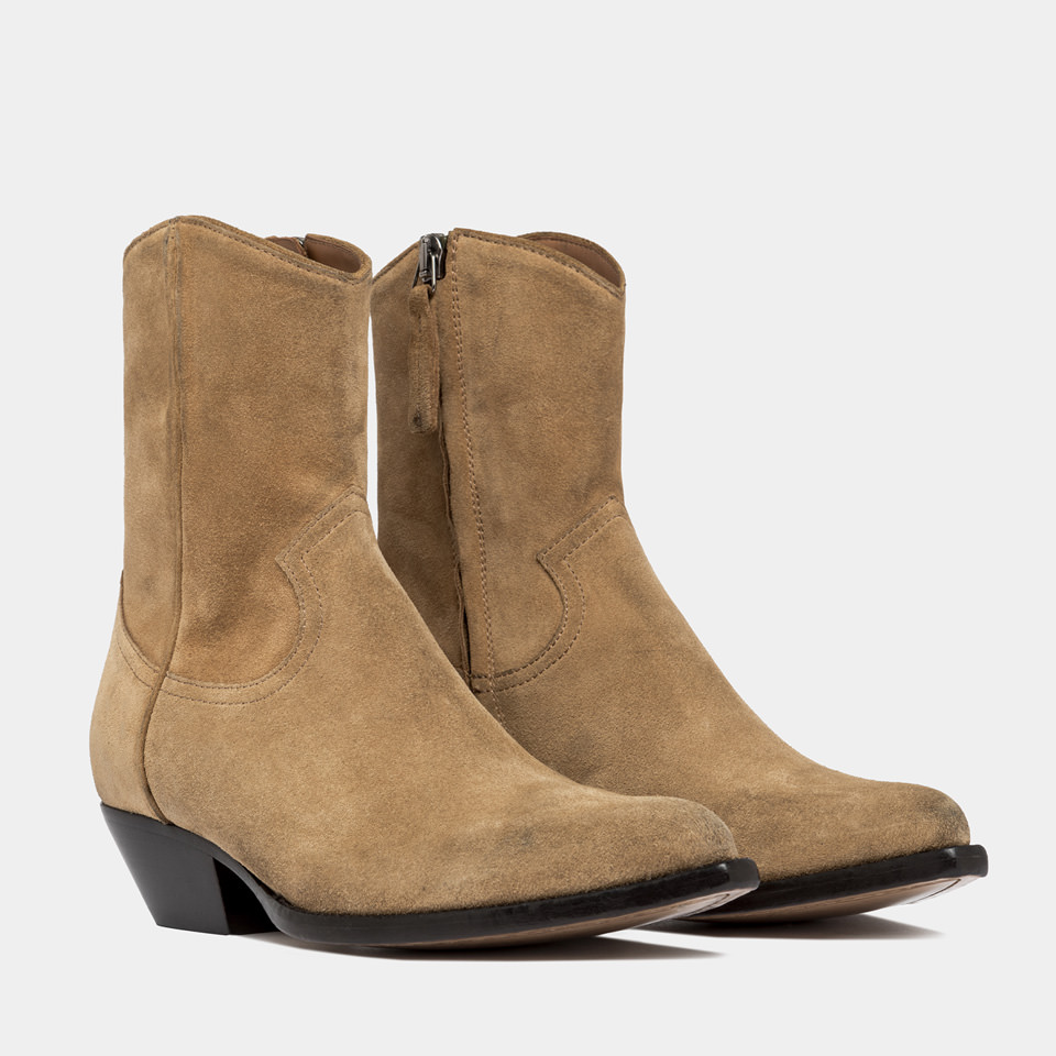 BUTTERO: FLEE ANKLE BOOTS IN COPPER BROWN SUEDE