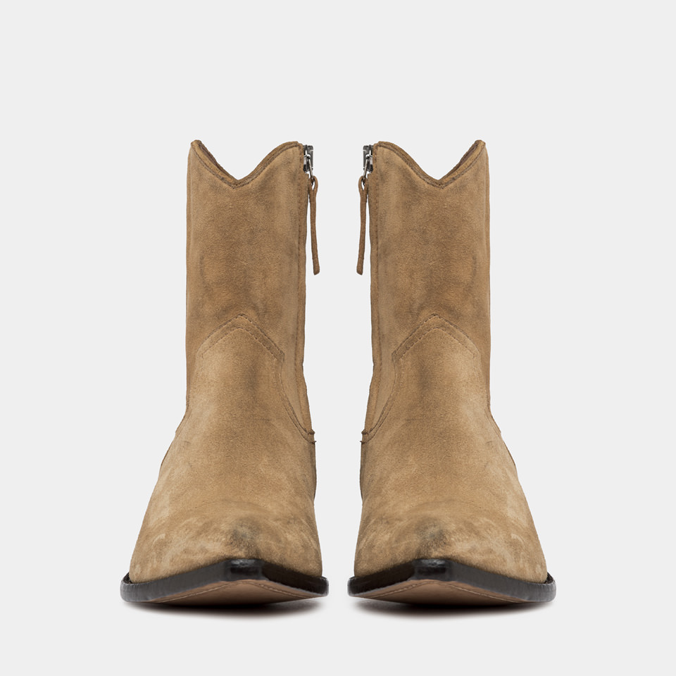 BUTTERO: FLEE ANKLE BOOTS IN COPPER BROWN SUEDE