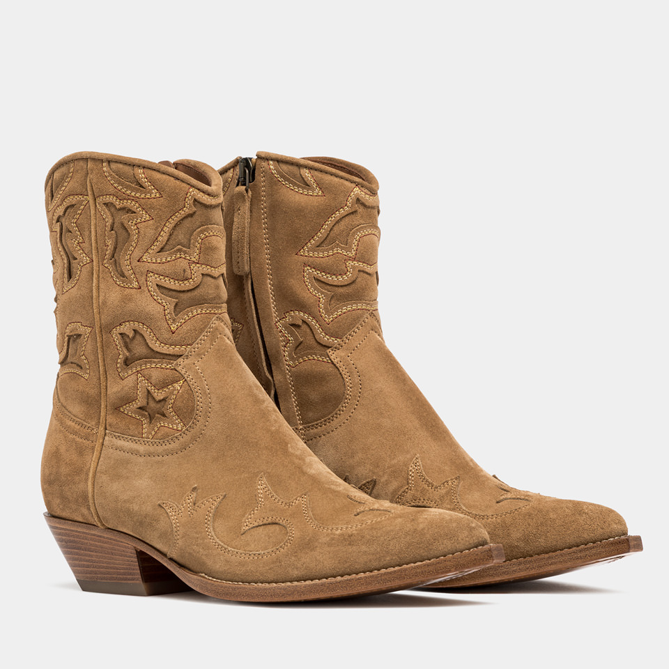 BUTTERO: FLEE ANKLE BOOTS IN COPPER BROWN SUEDE