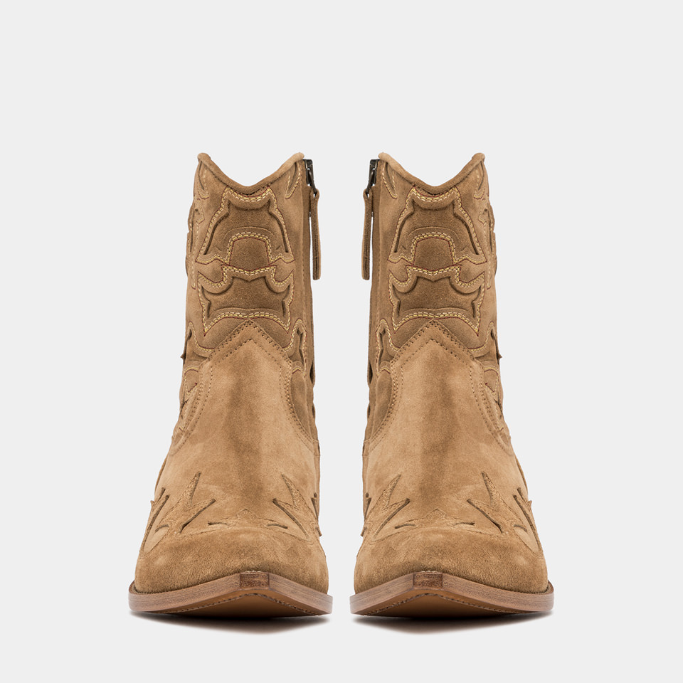 BUTTERO: FLEE ANKLE BOOTS IN COPPER BROWN SUEDE