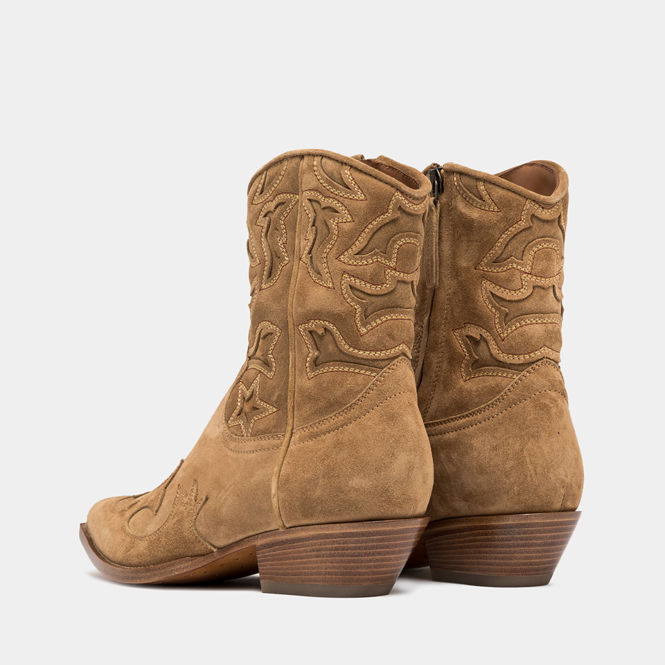 BUTTERO: FLEE ANKLE BOOTS IN COPPER BROWN SUEDE