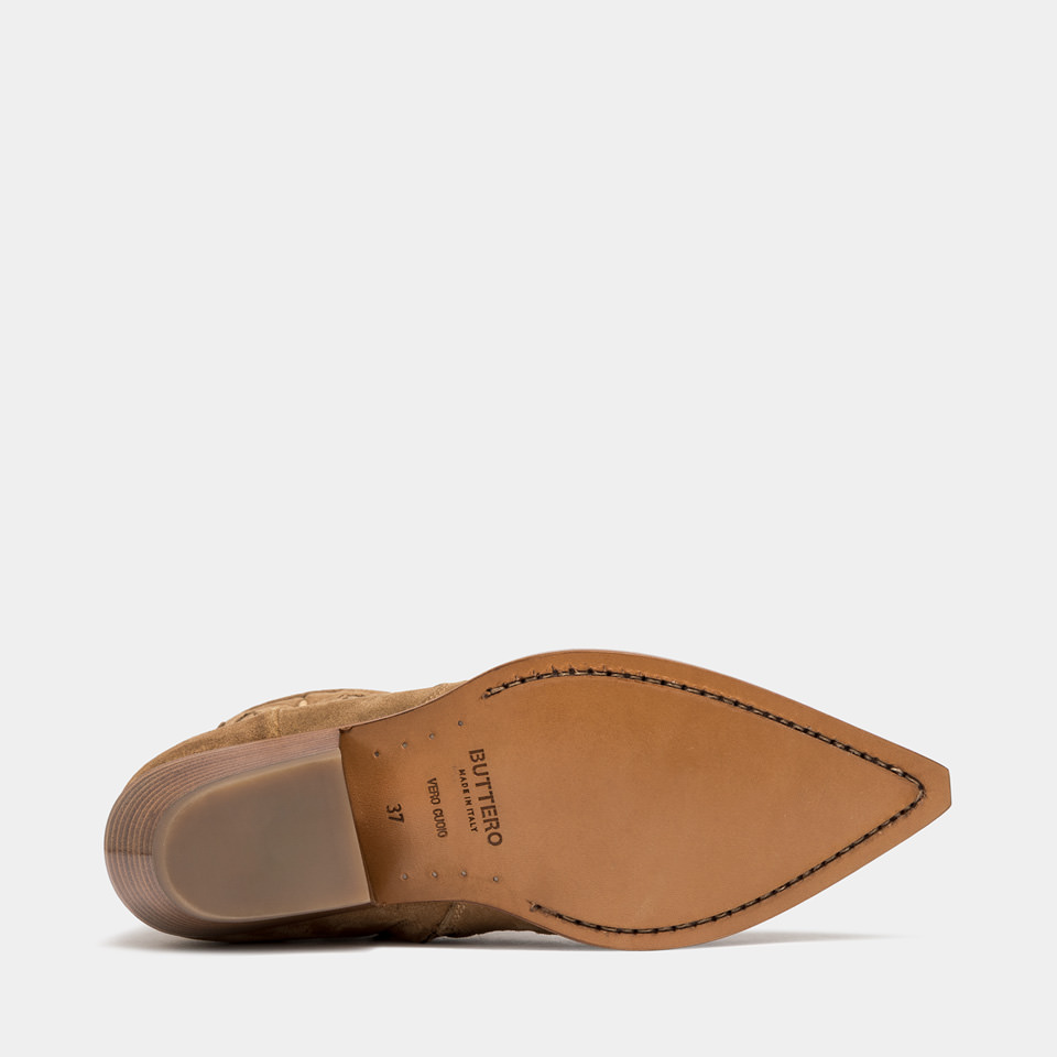 BUTTERO: FLEE ANKLE BOOTS IN COPPER BROWN SUEDE