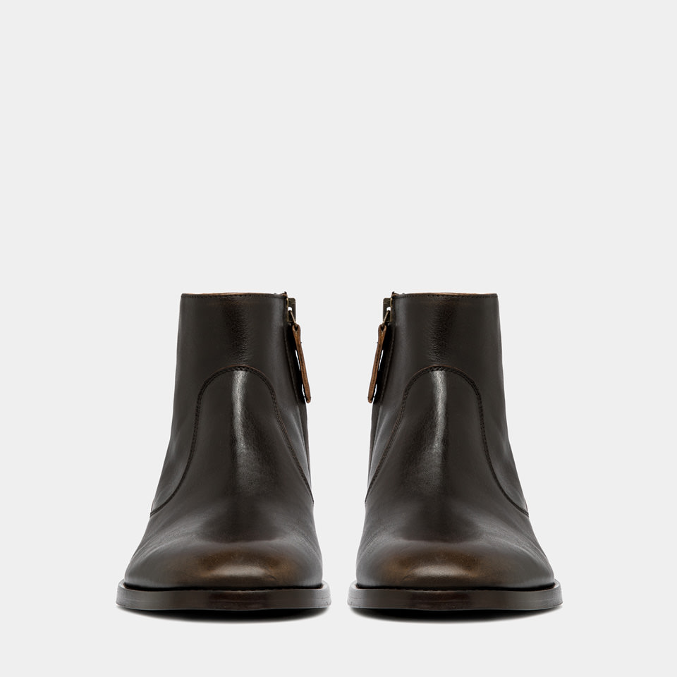 BUTTERO: FLOYD ANKLE BOOTS IN AGED WALNUTS LEATHER