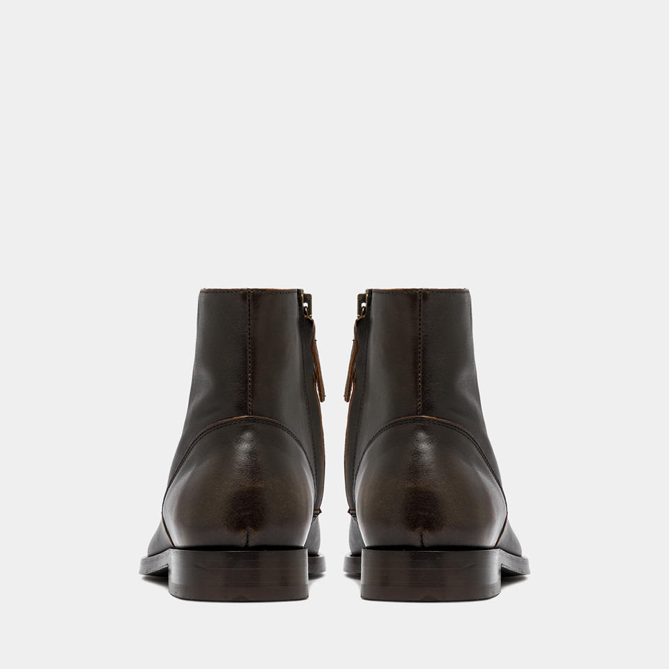 BUTTERO: FLOYD ANKLE BOOTS IN AGED WALNUTS LEATHER