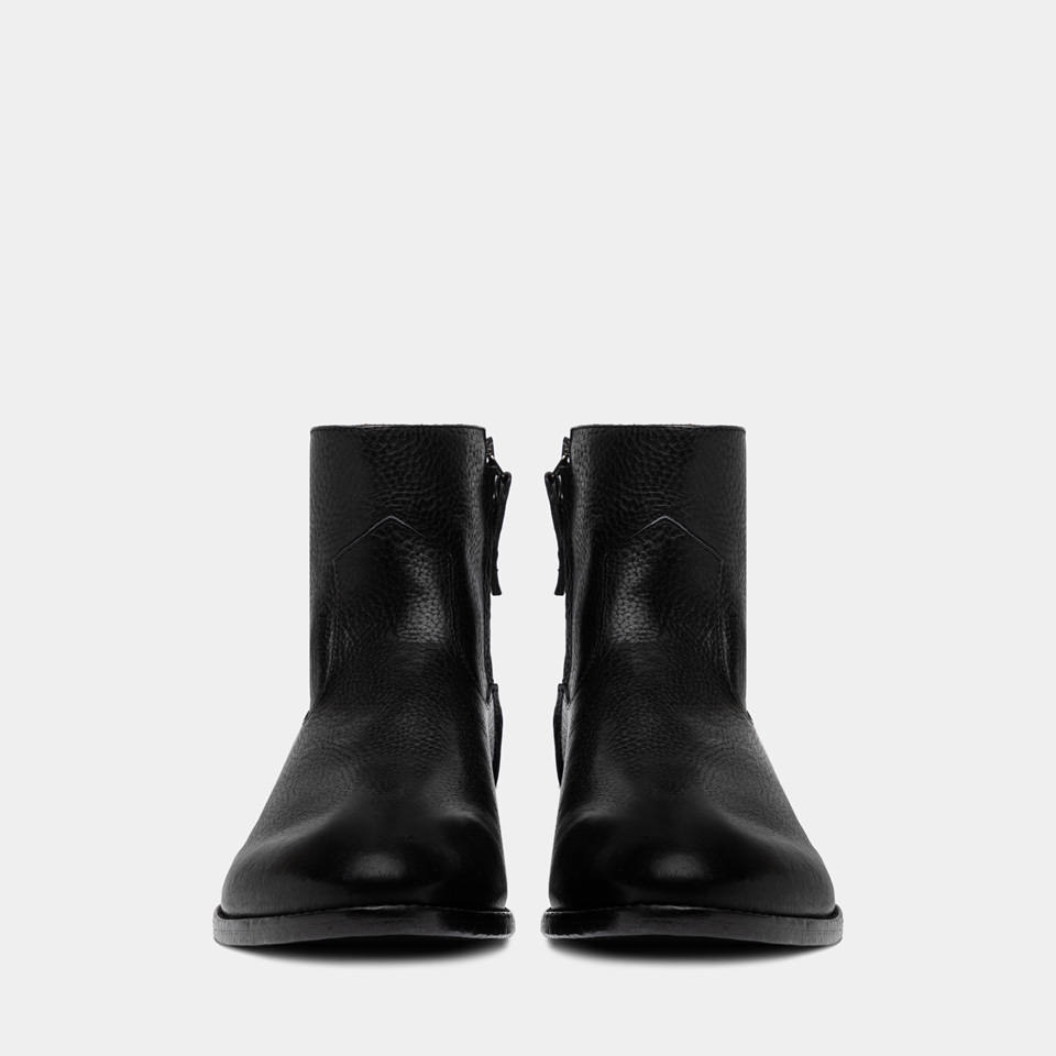 BUTTERO: BOTTINE FLOYD EN CUIR MARTELÉ NOIR
