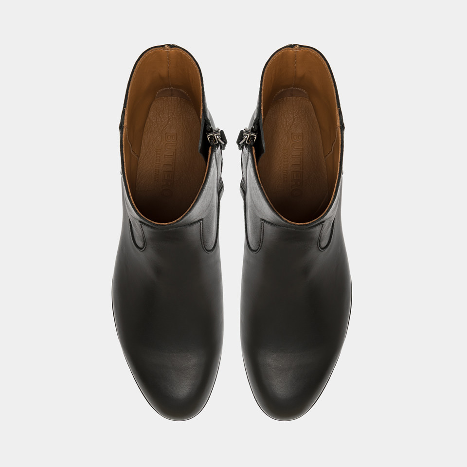 BUTTERO: FLOYD ANKLE BOOTS IN BLACK LEATHER