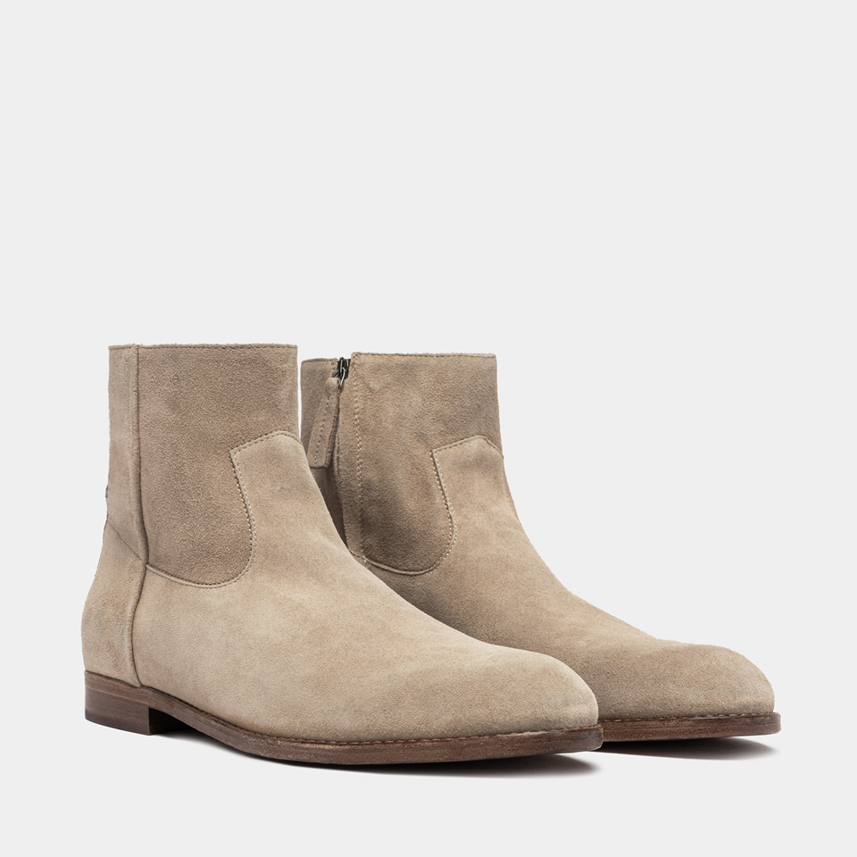 BUTTERO: FLOYD ANKLE BOOTS IN BEIGE COLOR SUEDE