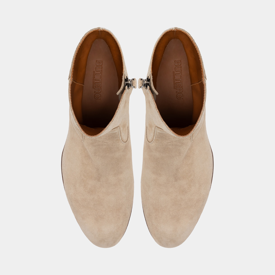 BUTTERO: FLOYD ANKLE BOOTS IN BEIGE COLOR SUEDE