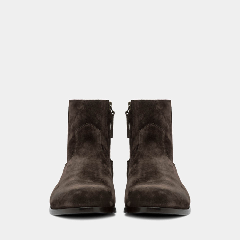 BUTTERO: FLOYD ANKLE BOOTS IN MOKA SUEDE