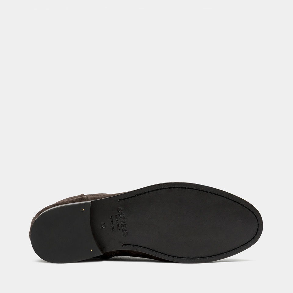BUTTERO: FLOYD ANKLE BOOTS IN MOKA SUEDE