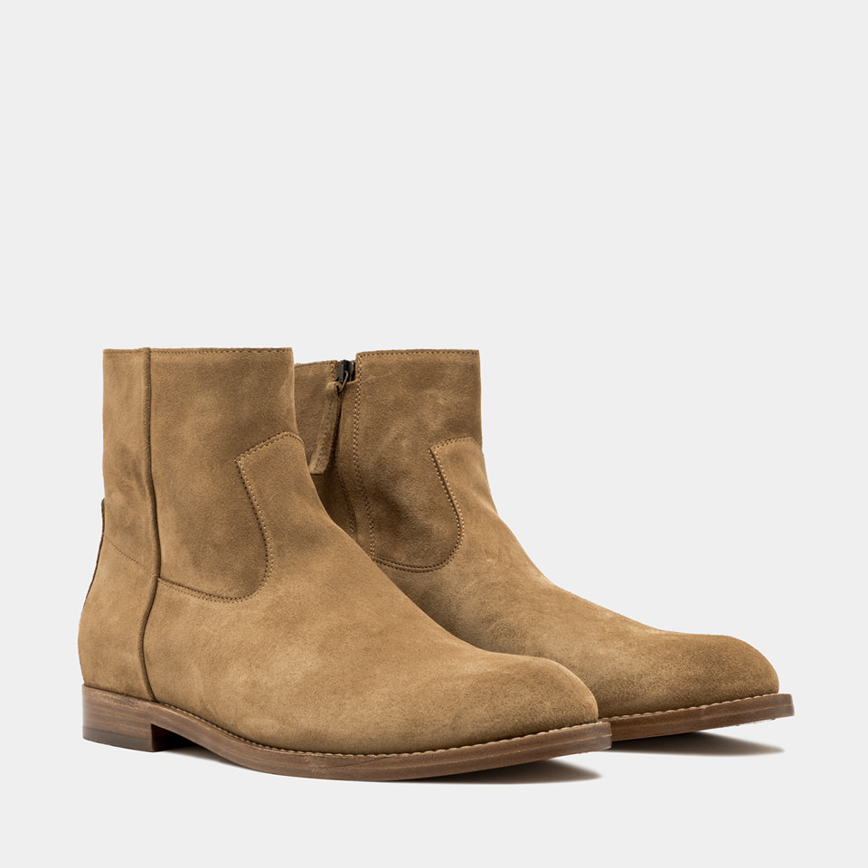 BUTTERO: FLOYD ANKLE BOOTS IN COPPER BROWN SUEDE