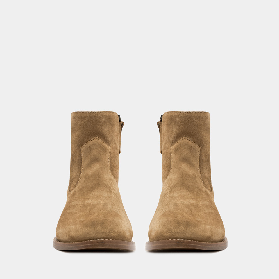 BUTTERO: FLOYD ANKLE BOOTS IN COPPER BROWN SUEDE