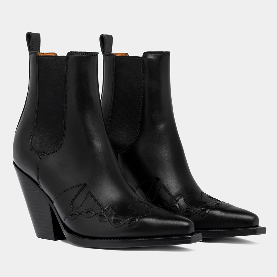 BUTTERO: MILEY ANKLE BOOTS IN BLACK LEATHER 
