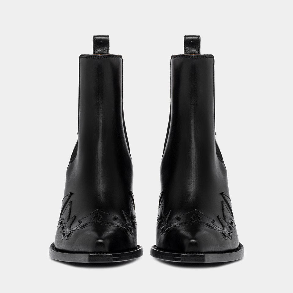 BUTTERO: MILEY ANKLE BOOTS IN BLACK LEATHER 