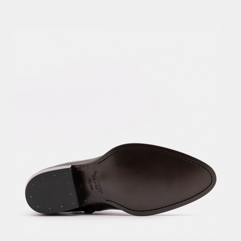 BUTTERO: BOTTINE SANTOMATO EN CUIR NOYER EFFET VIEILLI