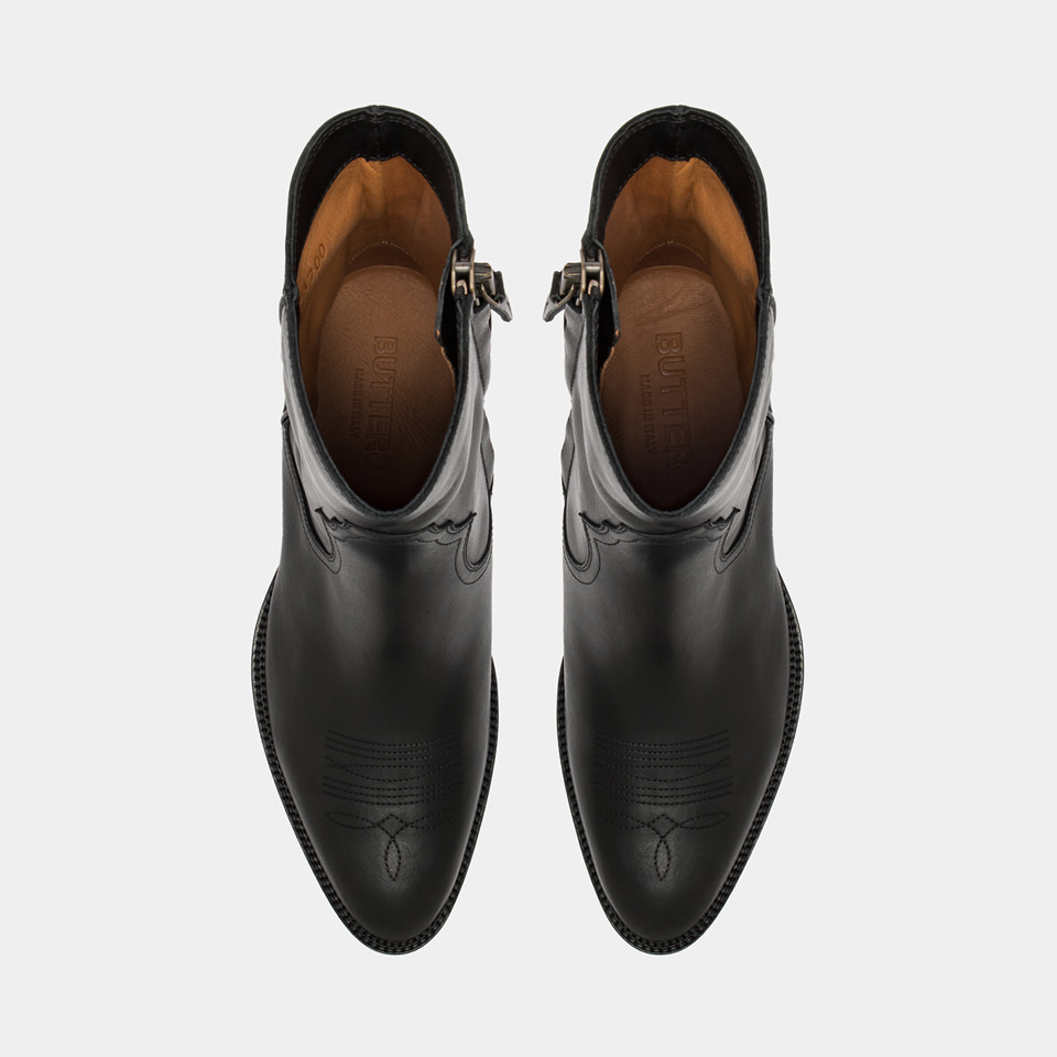 BUTTERO: BOTTE SANTOMATO EN CUIR NOIR