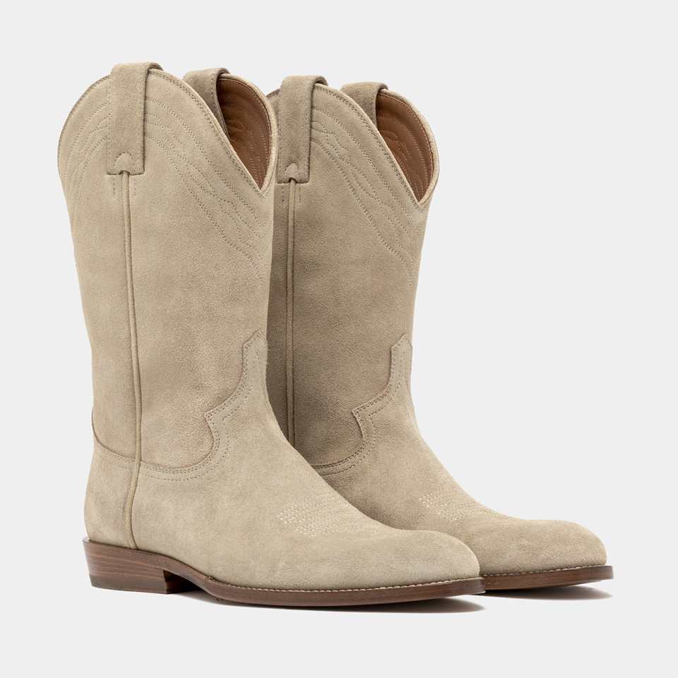 BUTTERO: BAIO BOOTS IN TAUPE TAOS SUEDE