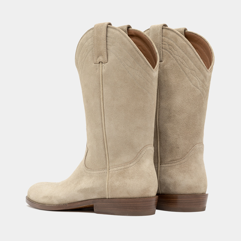 BUTTERO: BAIO BOOTS IN TAUPE TAOS SUEDE