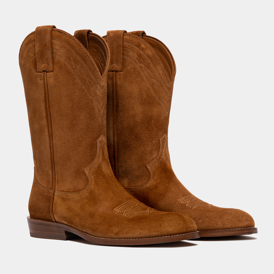 BUTTERO: BAIO BOOTS IN EARTH BROWN SUEDE