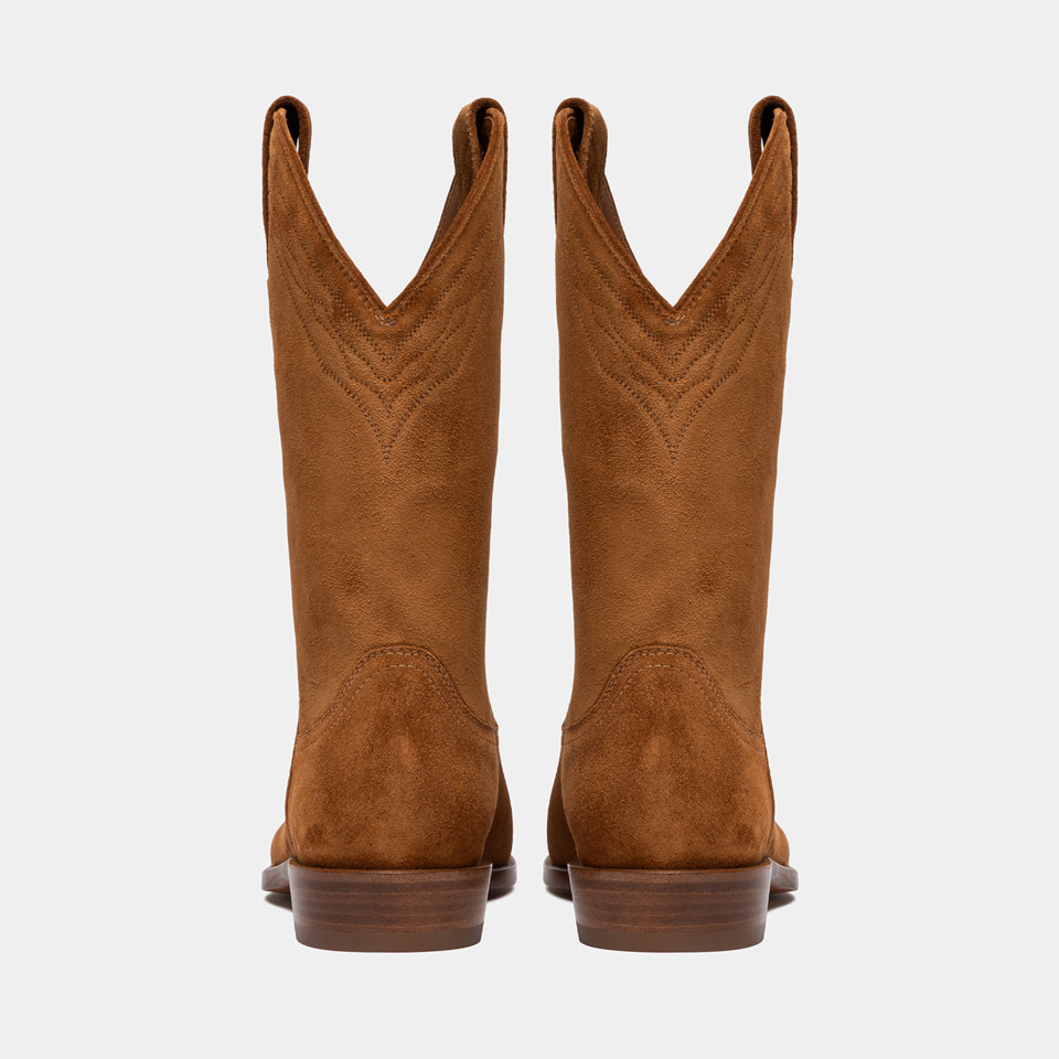 BUTTERO: BAIO BOOTS IN EARTH BROWN SUEDE