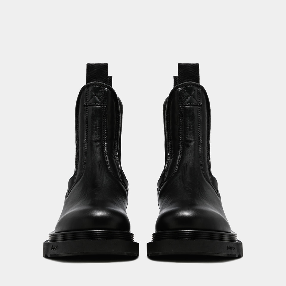 BUTTERO: STORIA CHELSEA BOOTS IN PADDED BLACK LEATHER
