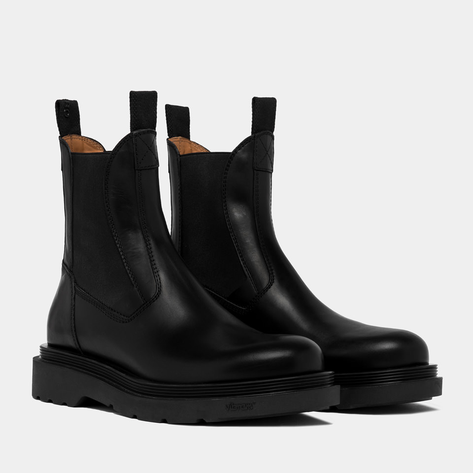 BUTTERO: CHELSEA STORIA BOOTS IN BLACK LEATHER
